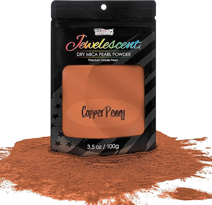 U.S. Art Supply Jewelescent Mica Pearl Pigment Powder, Interference Copper 3.5 oz (100g) Pouch - Cosmetic Grade, Epoxy Resin Color Pigment, Mica Powder for Resin, Soap, Slime, Candle Dye, Art, Crafts