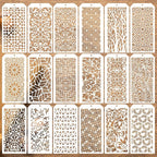 8x4 Inch Texture Stencils for Painting – 18pcs Reusable Background Templates for Wood, Canvas, Furniture, Scrapbooking & Card Making