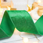 Green Velvet Ribbon 2.5 Inch x 10 Yards for Christmas Tree Topper Home Decoration Wreath Gift Wrapping DIY Craft
