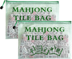 2Pack Mahjong Tile Bag, Case for American Mah Jong Set, Mahjong Gifts Accessories, Portable Card Holder Bouch, Green (Case Only)