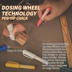 (4-pack) Fabric Chalk Markers (Red, Yellow, Blue, White) -Erase Tailor’s Chalk for Quilting and Sewing - Compatible with Most Fabrics - With Dosing Wheel Technology, 4 Colors