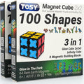 TOSY Magnet Cube 2x2 - 8 Blocks, 2 in 1 Toy: 2x2x2 Puzzle Cube and Customizable Infinity Cube, Glowing, UV Flashlight, Fidget/STEM/STEAM Magnet Tiles Birthday Gift for Kids/Teens/Adults, 2-Pack