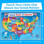 World Map Poster & Map of the United States For Kids - 2pc Set - 24” x 16” USA & World Map For Kids Waterproof Classroom Posters Must Haves - Classroom Decor Educational Posters For Toddlers 1-3