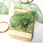 CT CRAFT LLC Sparkling Glitter Mesh Wired Ribbon 2.5" x 10 Yards Green for Christmas Home Decor Bow Gift Wrapping DIY Crafts Wreath