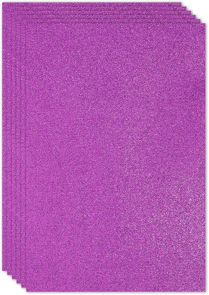 PATIKIL 2mm(1/10") Thick Non Adhesive Glitter Foam Sheet 16x24inch(40x60cm) Purple, EVA Shiny Foam Board for Craft, 6 Pcs