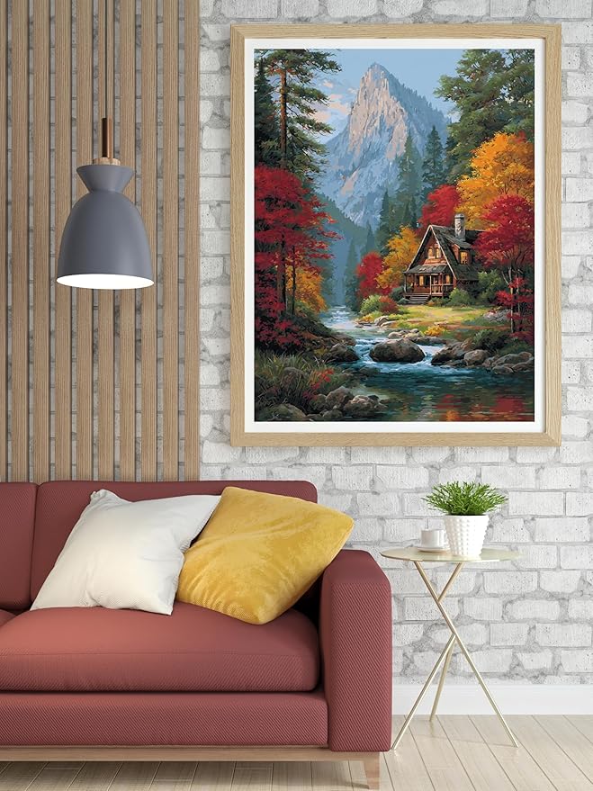14CT Counted Cross Stitch Kits for Adults Advanced Mountains Lake Printed Stamped Cross Stitch Kits for Adults (Mountain Lake 4)