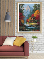 14CT Counted Cross Stitch Kits for Adults Advanced Mountains Lake Printed Stamped Cross Stitch Kits for Adults (Mountain Lake 4)