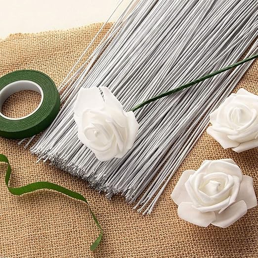 Juvale 600-Pack White 18 Gauge Floral Wire Stems - 16 in Length - Pre-Cut & Bendable Craft Wire - for DIY Artificial Flower Arrangements