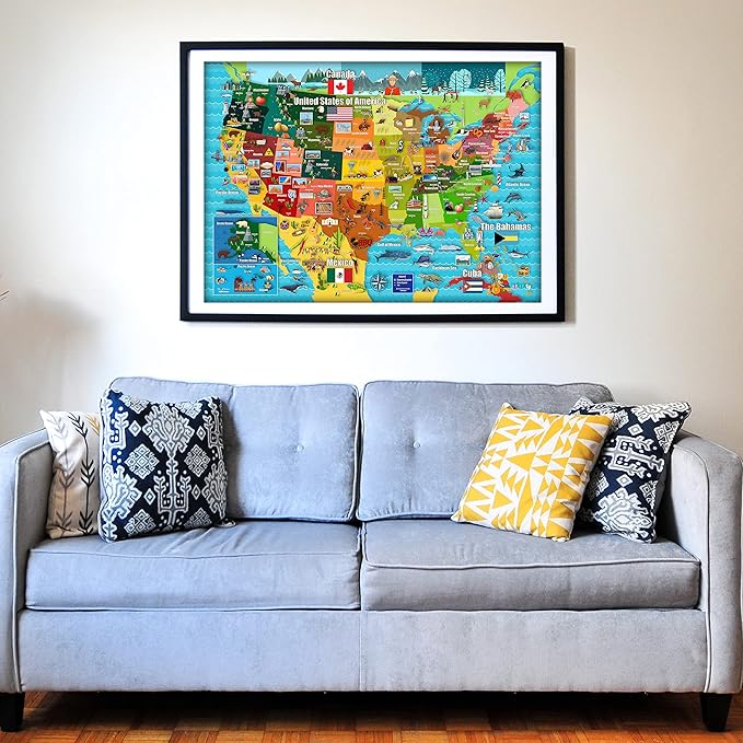 Think2Master Colorful United States Map 1000 Pieces Jigsaw Puzzle for Kids 12+, Teens, Adults & Families. Great Educational Gift for Interest in The USA Map. Size: 26.8” X 18.9”