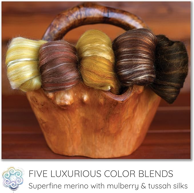 Merino Silk Luxe Tonal Designer Blend. Superfine Merino, Mulberry, Tussah Silk. Top Roving for Spinning or Felting. Pralines 5oz