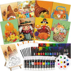 Cholemy 36 Pcs Paint and Sip Kit for Adults 8''x10'' Pre Drawn Canvas for Painting DIY Afro Acrylic Painting Kit Wood Easel Brushes Date Night Bulk for Christmas Party Gifts(Fall Scarecrow)