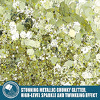 Chunky Glitter, 160G/5.64OZ Craft Glitter for Epoxy Resin, Mixed Fine Glitter & Chunky Glitter, Metallic Chunky Glitter for Hair, Nail Arts, Body, Bulk Glitter for DIY Tumbler Painting (Honey Gold)