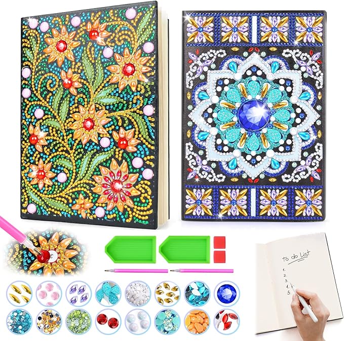Girls Gifts 5-7-9-10 Year Old, Craft Kits for Kids Age 6 8 11 12 Diamond Art Kits Cute Stationary Girl Birthday Presents for 5 6 7 9 Year Old Girls Notebook Arts and Crafts for Kids Toys Diary