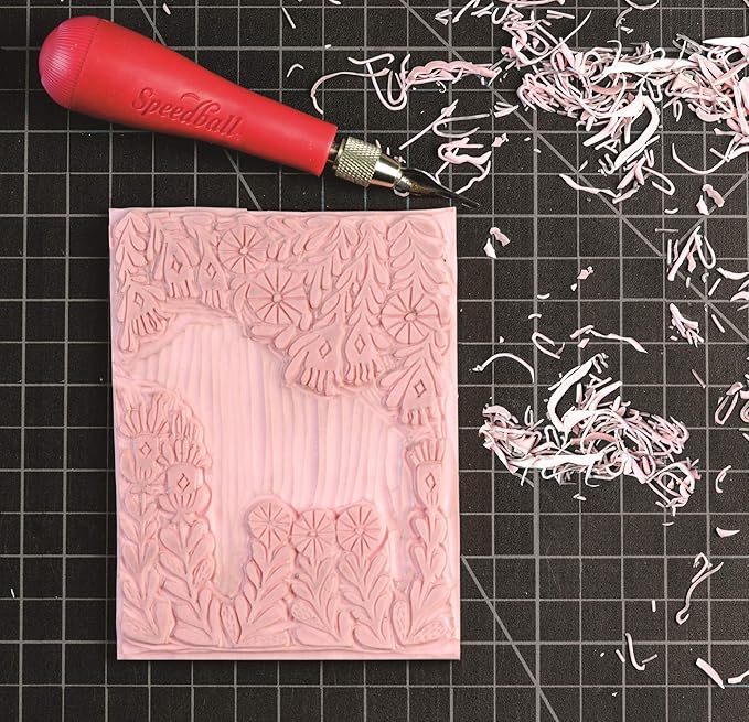 Speedball 4107 Speedy-Carve Block – Soft, Easy Carve Surface – 3 x 4 Inches, Pink