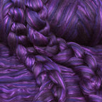 Merino Silk Luxe Tonal Designer Blend. Superfine Merino, Mulberry Silk, Tussah Silk. Top Roving for Spinning or Felting. Regal Amethyst 1oz