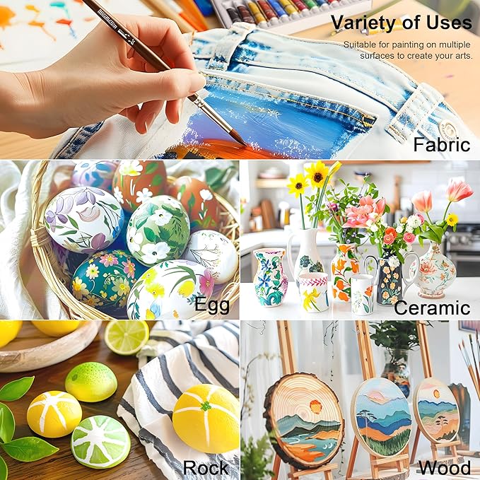 AUREUO Studio Acrylic Paint Set -12 Primary Colors 75ml / 2.5 Fl Oz Tubes - Non-toxic Craft Paints with Gift Box for Canvas, Wood, Rock Stone, Glass, Art Supplies