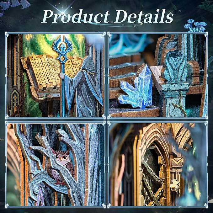 Fsolis Book Nook Kit, DIY Miniature Room House Kit 3D Wooden Puzzle Craft Kit for Adults Decorative Bookend Bookshelf Bookcase Nook Decor Gifts for Women Teens and Book Lovers (The Gate of Wonderland)