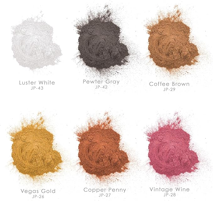 U.S. Art Supply Jewelescent Mica Pearl Pigment Powder Kit, 6 Metal Tones Colors, 3.5 oz (100g) Pouches - Cosmetic Grade, Epoxy Resin Color Pigment, Mica Powder for Resin, Soap, Slime, Candle Dye, Art