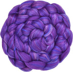 Merino Silk Luxe Tonal Designer Blend. Superfine Merino, Mulberry Silk, Tussah Silk. Top Roving for Spinning or Felting. Violet Volcano 4oz