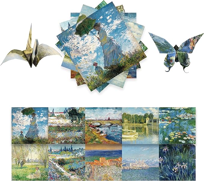 Origami Paper Kit 50 Sheets 6 Inch Square Double Sided Color 10 Vivid Colors for Hand Crafts Origami Paper Arts Creativity.Monet