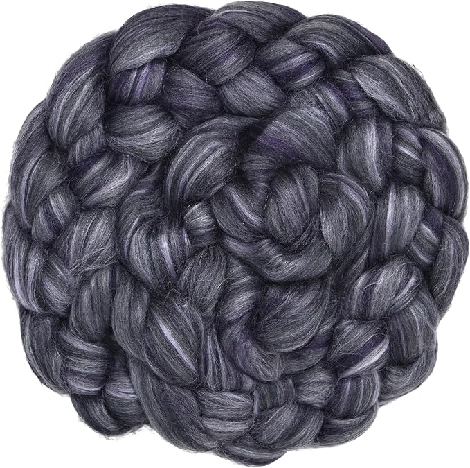 Merino Silk Luxe Tonal Designer Blend. Superfine Merino, Mulberry Silk, Tussah Silk. Top Roving for Spinning or Felting. Twilight 4oz