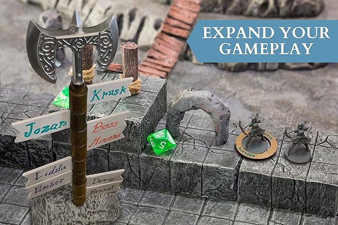 Galdor's Guild DND Initiative Tracker | Recorder Tools | Gift for Dungeons & Dragons Players, Dungeon Master/DM, or RPG Gaming | Tracking Stand | Holds 8 Flag Markers | Sword/Battle Axe