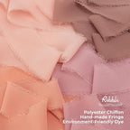 Ribbli Antique Mauve Chiffon Ribbon 1-1/2 inch x 20 Yard Handmade Fringe Chiffon Silk Ribbon,Black Ribbon for Wedding Invitations, Bridal Bouquets Wrapping, Flower Arrangement Decoration