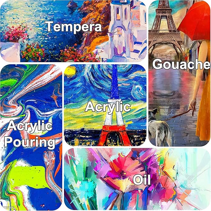 Stretched Canvases for Painting 9x12 Inch 7-Pack, 10 oz Triple Primed Acid-Free 100% Cotton Blank Canvas, Rectangular Canvas for Oil Paint Acrylics Pouring & Wet Art Media