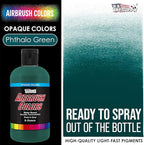 U.S. Art Supply Opaque Phtalo Green Acrylic Special Effects Airbrush Paint - 8oz Ready to Spray Air Brush Paint for Nails, Models, Fabric - Water-Based Air Brush Painting