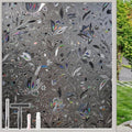 NINETREX Window Privacy Film,Decorative Window Film Frosted,Stained Glass Window Cling,Heat Blocker Non-Adhesive for Home,Grayish Black 17.5 x 78.7inch
