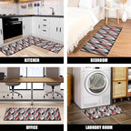 Kitchen Mats for Floor Modern Abstract kitchen rugs Grey and Red Stripe Anti Fatigue Kitchen Mats Waterproof Floor Mats Cushioned Non-Skid Standing Mats for Kitchen, Set of 2,17.3 x 28+17.3 x 47