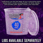 Pouring Masters 40 Ounce (1200ml) Graduated Plastic Mixing Cups (Box of 24) - Paint Mixing Cups for Epoxy Resin, Art, Kitchen, Baking - Measurements in OZ and ML, 4 Different Measuring Ratios 1:1