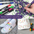 Super Markers 40 Unique Primary & Pastel Colors Dual Tip Fabric & T-Shirt Marker Set - Double-Ended Fabric Markers with Chisel Point and Fine Point Tips - 40 Permanent Ink Vibrant and Bold Colors