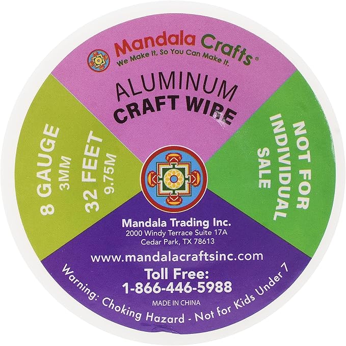 Mandala Crafts 8 Gauge Anodized Aluminum Craft Wire for Jewelry Making - 128 FT Colored Flexible Pastel Wire - Bendable for Bonsai Armature Crafting Sculpting
