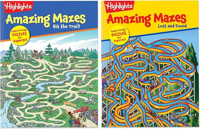 Highlights for Children Amazing Mazes Expert Maze Books for Kids Ages 6 and Up, 144 Pages, 2-Pack of Activity Books for Kids, Screen Free Fun and Challenging Mazes