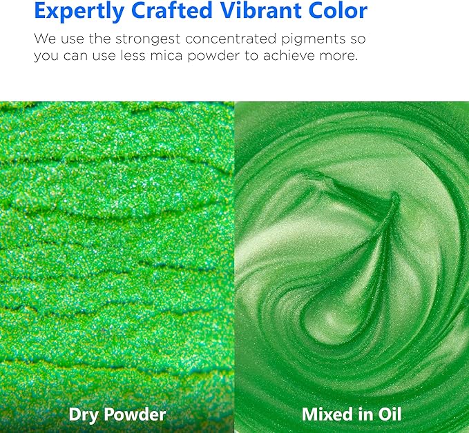 Rolio Premium Green Mica Powder - Parakeet Green (100G / 3.5 oz) - 1 Jar of Pigment Powder for Epoxy Resin, Dye, Soap Making, Nail Polish, Paint, Candle Making, Bath Bombs, Slime