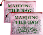 2Pack Mahjong Tile Bag, Case for American Mah Jong Set, Mahjong Gifts Accessories, Portable Card Holder Bouch, Red (Case Only)