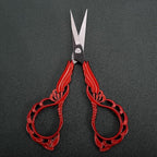 Small Embroidery Scissors Sewing Crafting Scissor Sharp Tip Shears for Needlework Threading Craft Artwork DIY Tools, 4.3in Vintage Red Scissors W/Sheath