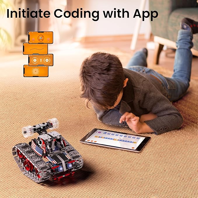Sillbird Robot Building Kit with Remote Control Gifts for Kids Boys Ages 8-12, STEM Coding Robotic Technic Tracked Racer Car Toys for Birthday - Build 4in1 Model with 631 Pieces