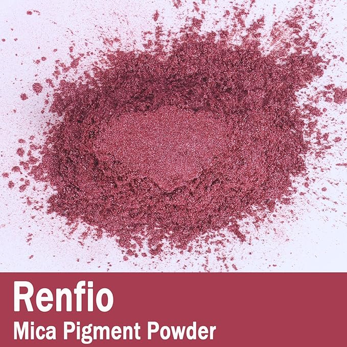 Renfio 100g Mica Powder Pigment, Metallic Natural Dye Mineral Pearl Shimmer Epoxy Resin Dye for Painting Soap Making Slime Bath Bombs 3.5 Oz - Hawthorn Rose