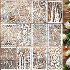Stencils for Crafts Reusable Texture Stencils Floral Stencil Leaf Tree Templates for Painting on Wood Furniture Card Canvas Paper Scrapbook