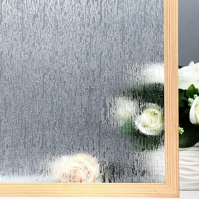 VELIMAX Rain Glass Window Film Privacy Static Window Clings Decorative Glass Sticker for Home Office Removable UV Protection Heat Control 29.5 x 78.7 inches