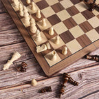 15" Wooden Chess Set with Magnetic Pieces - Extra Queens - Folding Chessboard Portable Travel Tournament Chess Board Games for Adults Kids