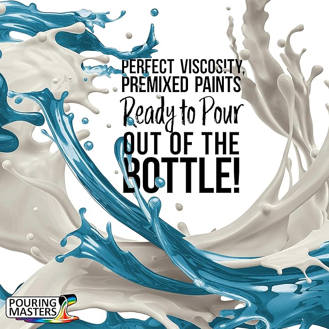 Pouring Masters Ice Blue Metallic Pearl Ready to Pour Acrylic Pouring Paint - Premium 64-Ounce Pre-Mixed Fluid Acrylic Paint - Fluid Art Supplies for Canvas, Wood, Paper, Tile & Rocks