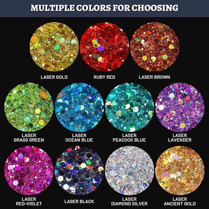 LEOBRO Purple Glitter, 160g/5.64oz Holographic Chunky Glitter for Crafts, Resin, Nail Body, Tumblers, Party Decorations