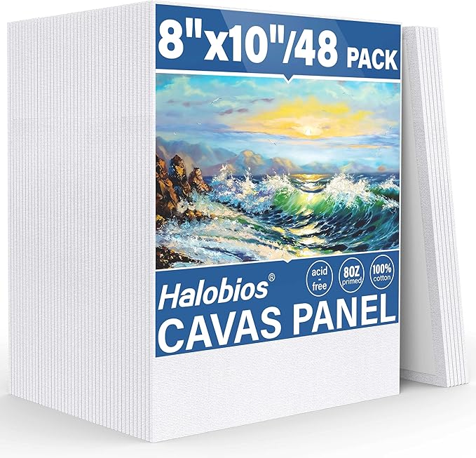Canvas Boards for Painting 8x10 Inch, 48 Pack Blanck Canvas Panels Art Painting Supplies, 100% Cotton Primed Painting Supplies for Acrylic, Oil, Tempera & Watercolor Paint