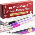 Lange & König Heat Erasable Fabric Marking Pens for Sewing - 4 Pens + 8 Refills - Sewing Supplies Quilting Supplies Sewing Accessories Embroidery Supplies Pen Tailors Chalk Fabric Chalk Alternative