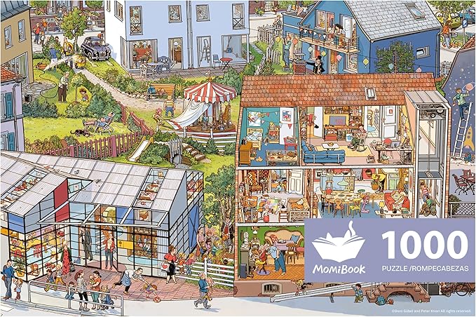 MOMIBOOK Puzzles for Adults 1000 Piece Jigsaw Puzzles of Wonderful! A Big Family, Painting Image Difficult Challenging Hard Impossible Puzzle, Cute Funny Toys & Games Christmas Birthday Gifts