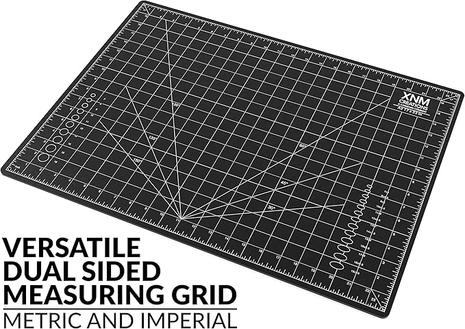 XNM Premium Self Healing Cutting Mat - 18 Inches by 24 inches - A2, 3 Layer Quality PVC Construction - Dual Sided, Imperial and Metric Grid Lines - Perfect for Cutting, Sewing, and Crafts
