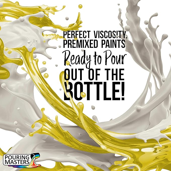 POURING MASTERS Lemon Yellow Acrylic Ready to Pour Pouring Paint - Premium 32-Ounce Pre-Mixed Water-Based - for Canvas, Wood, Paper, Crafts, Tile, Rocks and More
